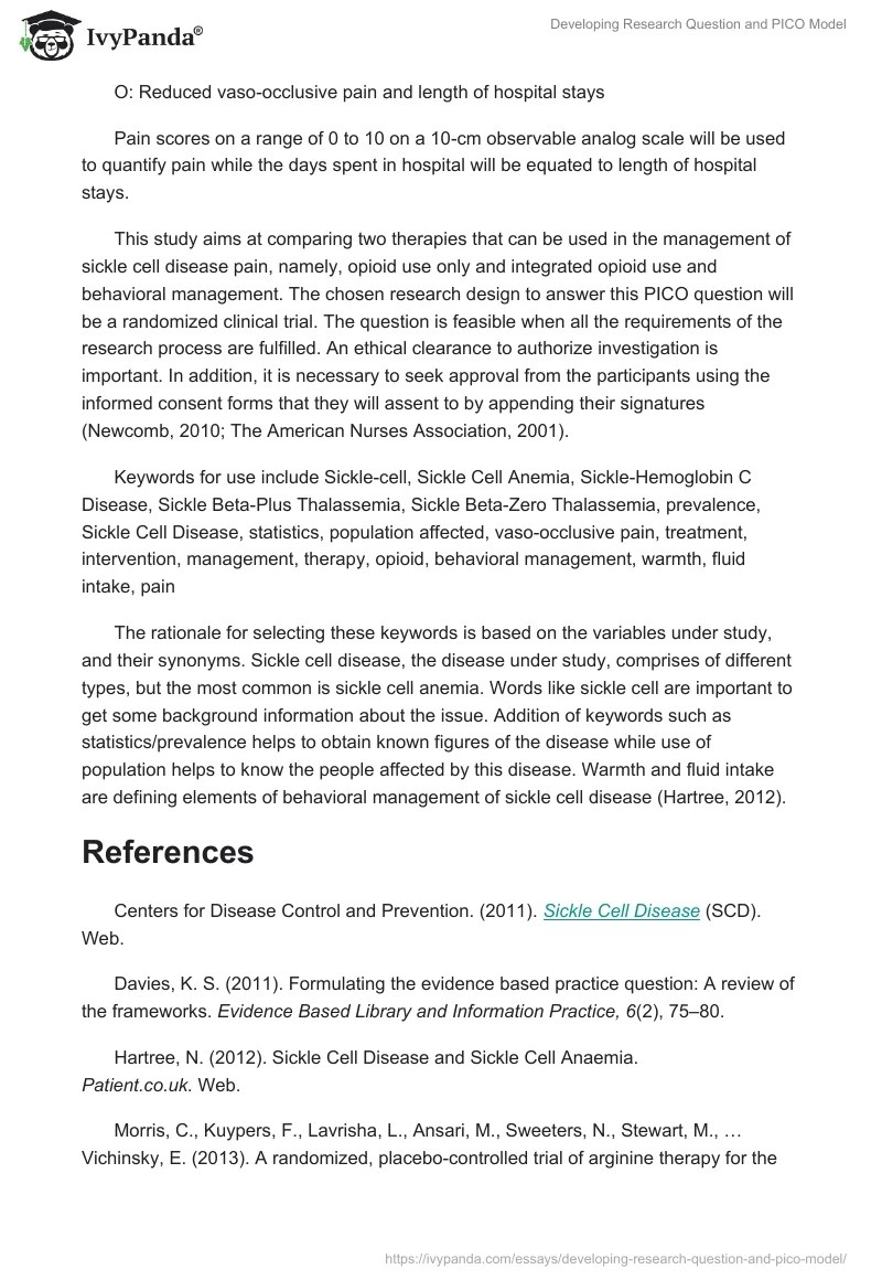 Developing Research Question and PICO Model 923 Words Article Example