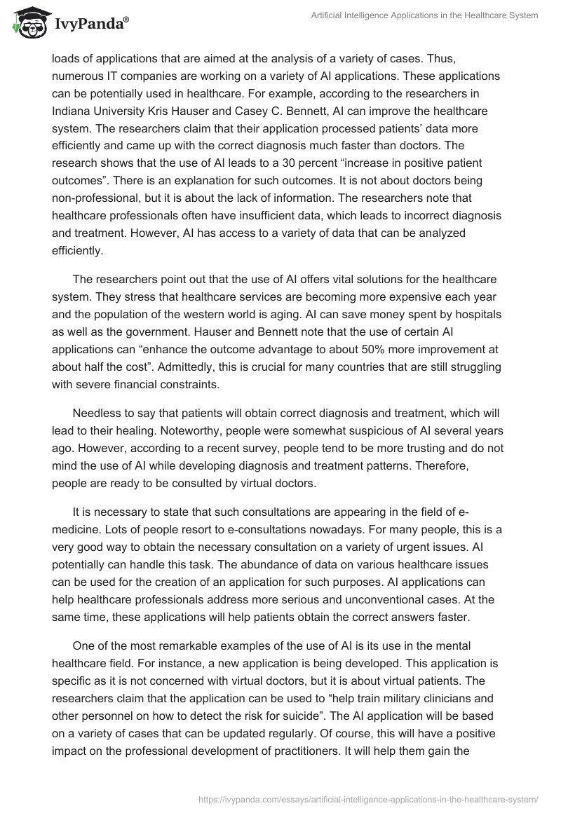 Artificial Intelligence Applications in the Healthcare System 1387