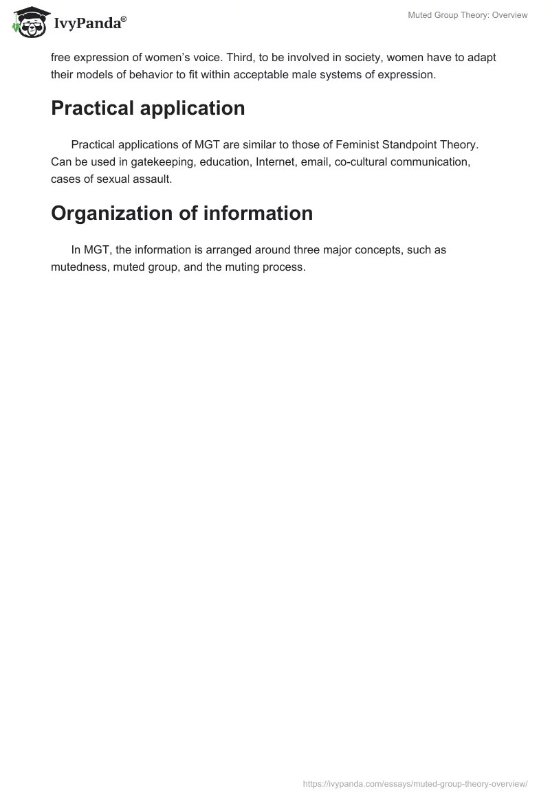 Muted Group Theory Overview 289 Words Coursework Example