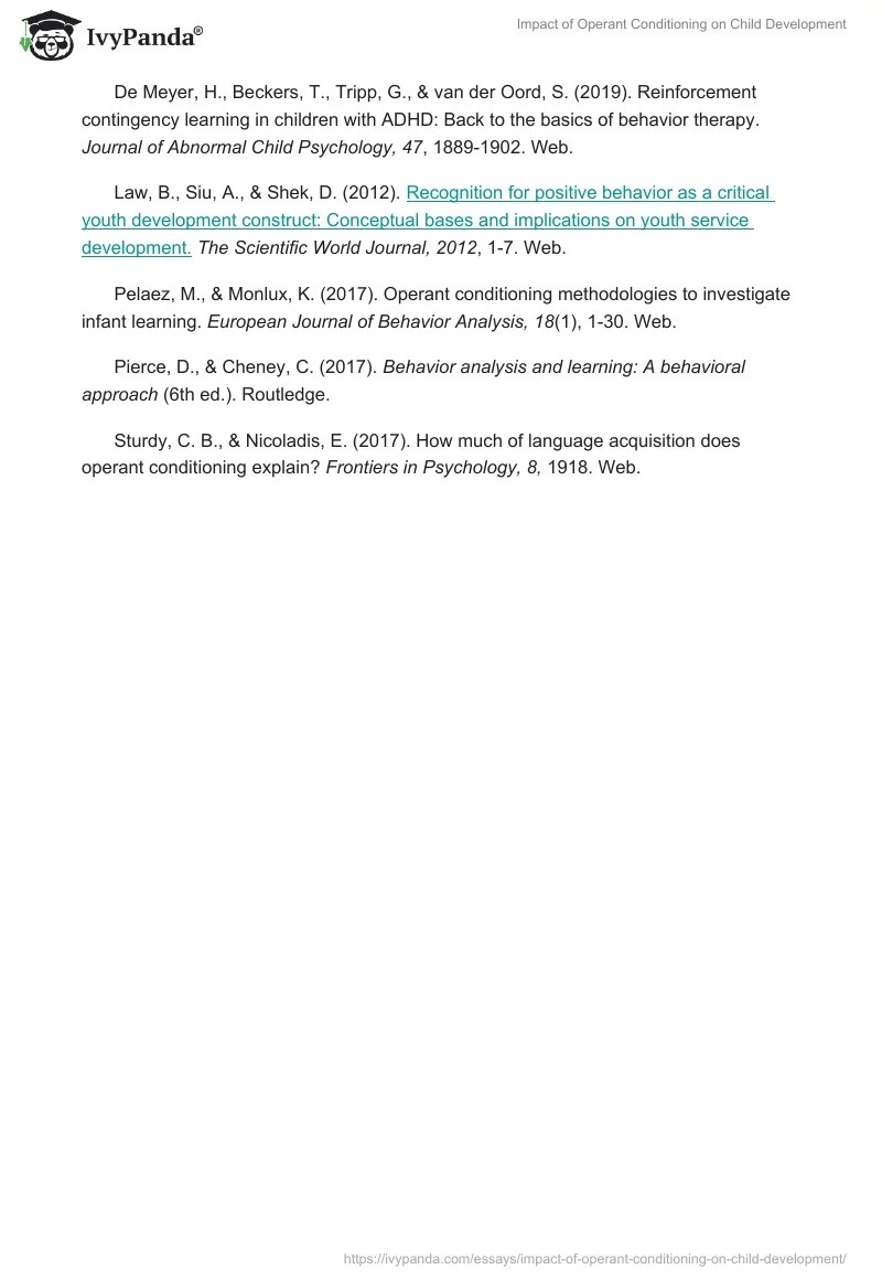Impact of Operant Conditioning on Child Development 1629 Words