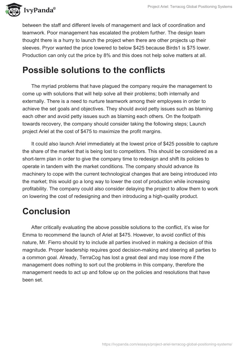 Project Ariel Terracog Global Positioning Systems 683 Words