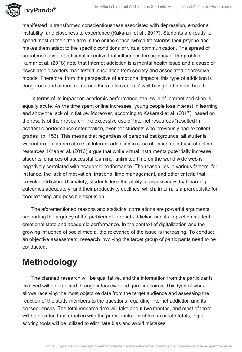 The Effect of Addiction on Students' Emotional and Academic Performance 1367 Words