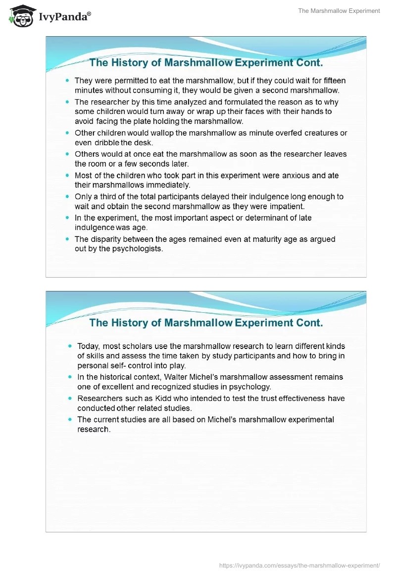 The Marshmallow Experiment 1652 Words Presentation Example
