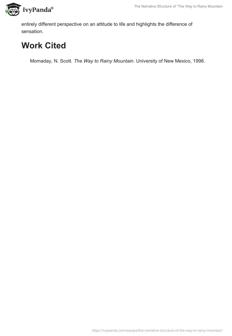 The Narrative Structure of "The Way to Rainy Mountain" 390 Words