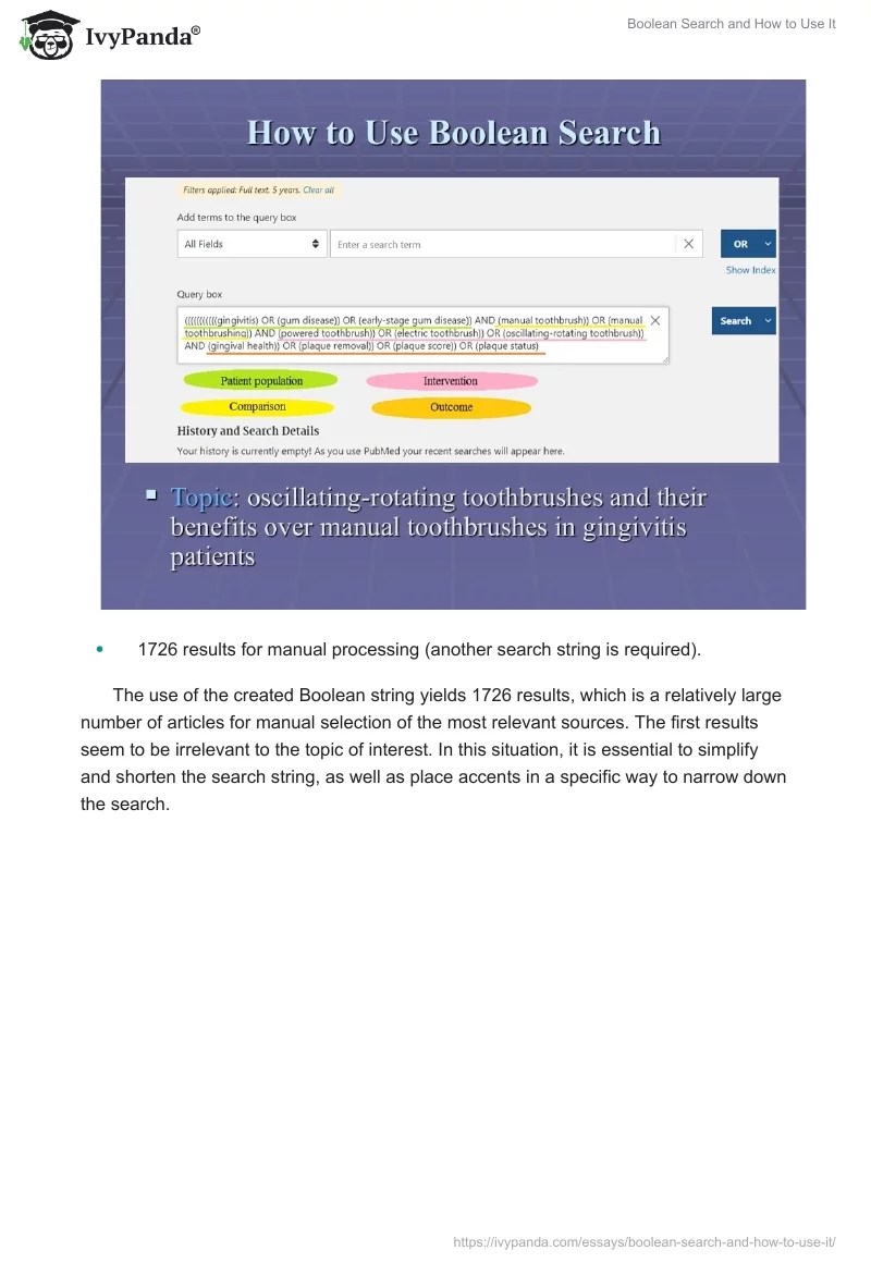 Boolean Search and How to Use It 449 Words Presentation Example