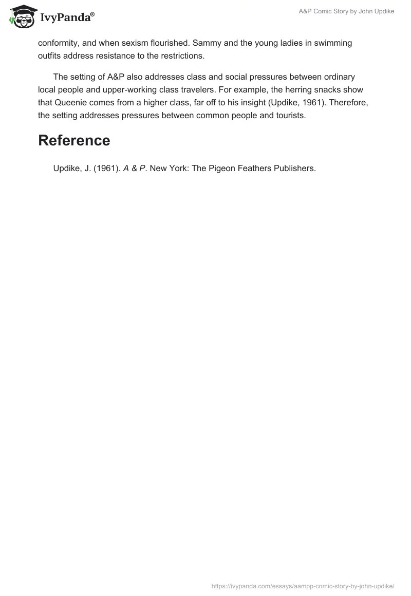 "A&P" Comic Story by John Updike 392 Words Essay Example