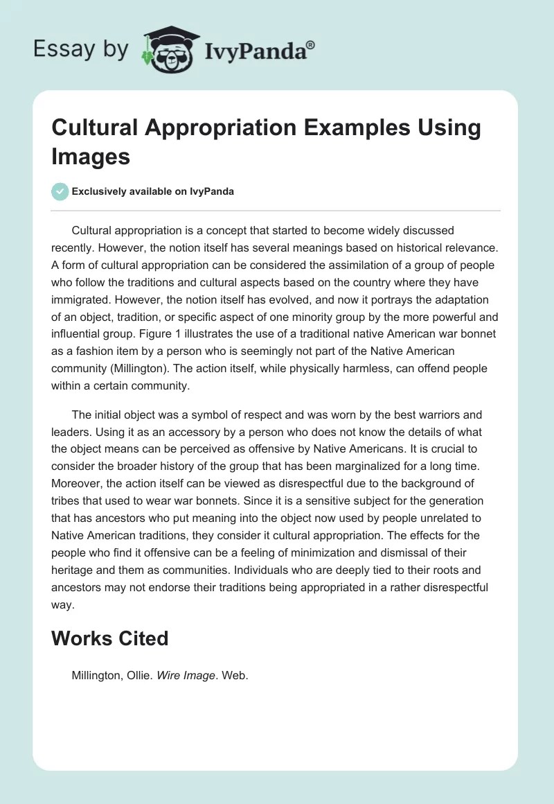 Cultural Appropriation Examples Using Images 288 Words Critical