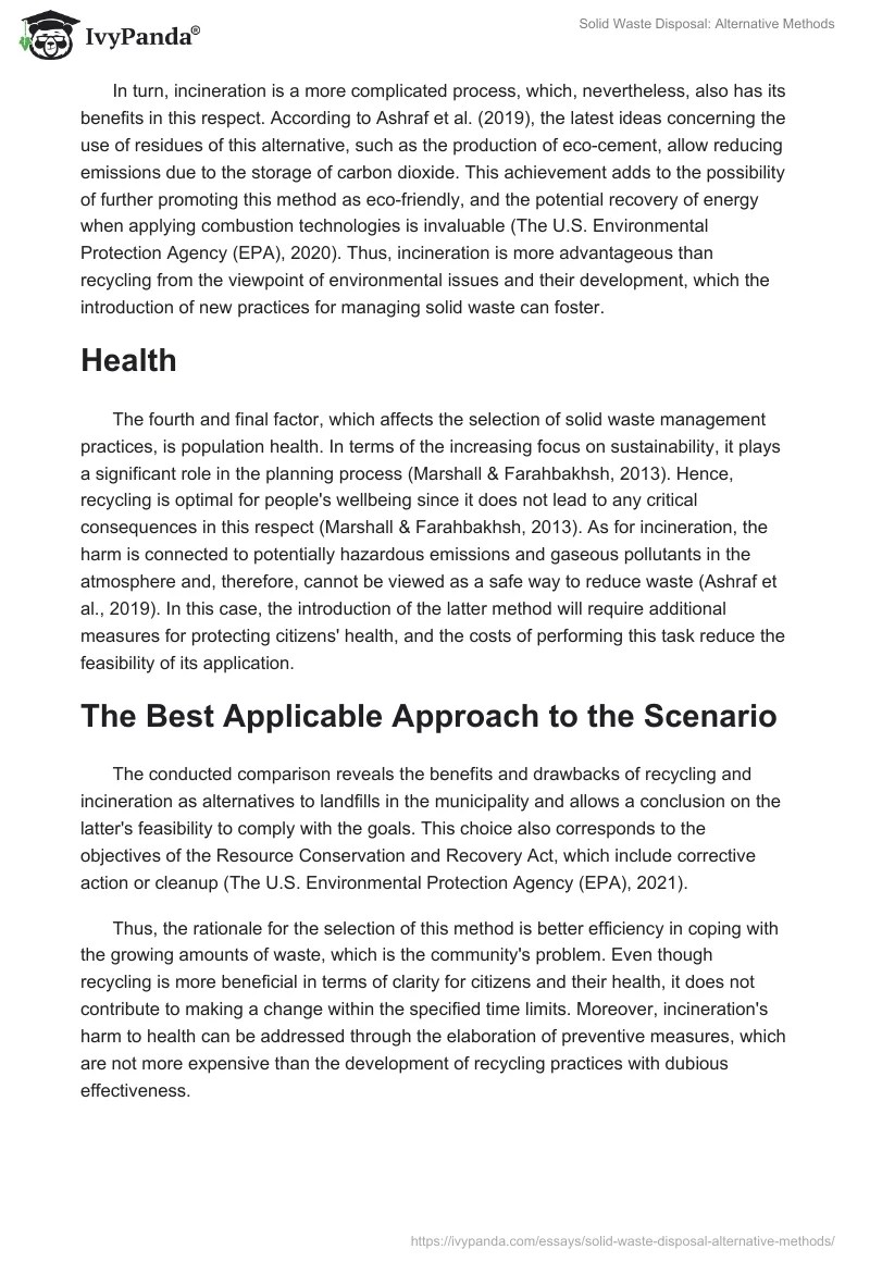 Solid Waste Disposal Alternative Methods 1121 Words Essay Example