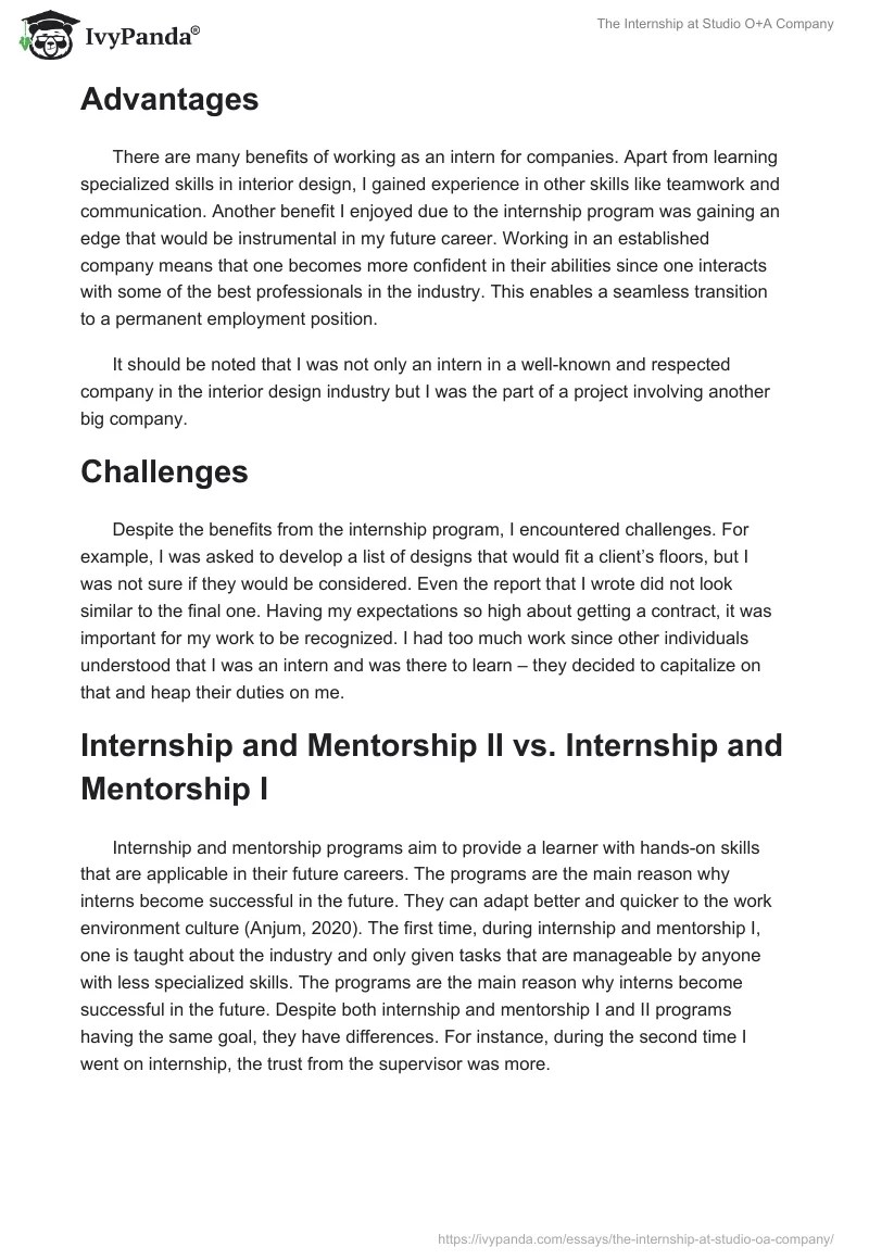 The Internship at Studio O+A Company 1071 Words Essay Example(01)