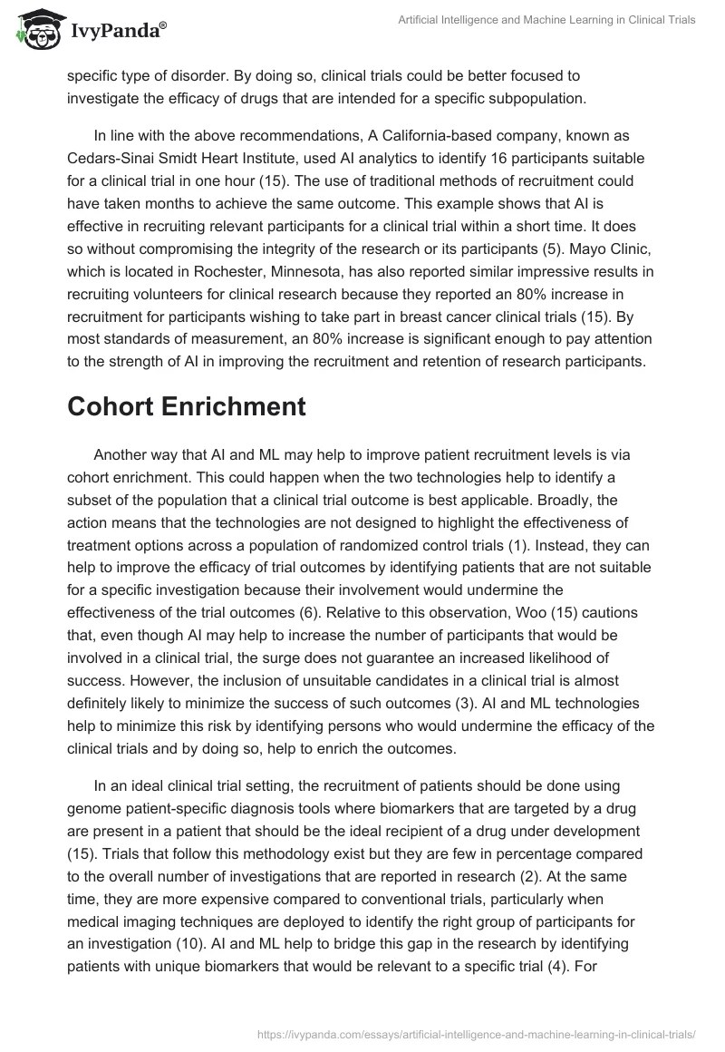 Artificial Intelligence and Machine Learning in Clinical Trials 2840 Words Dissertation Example