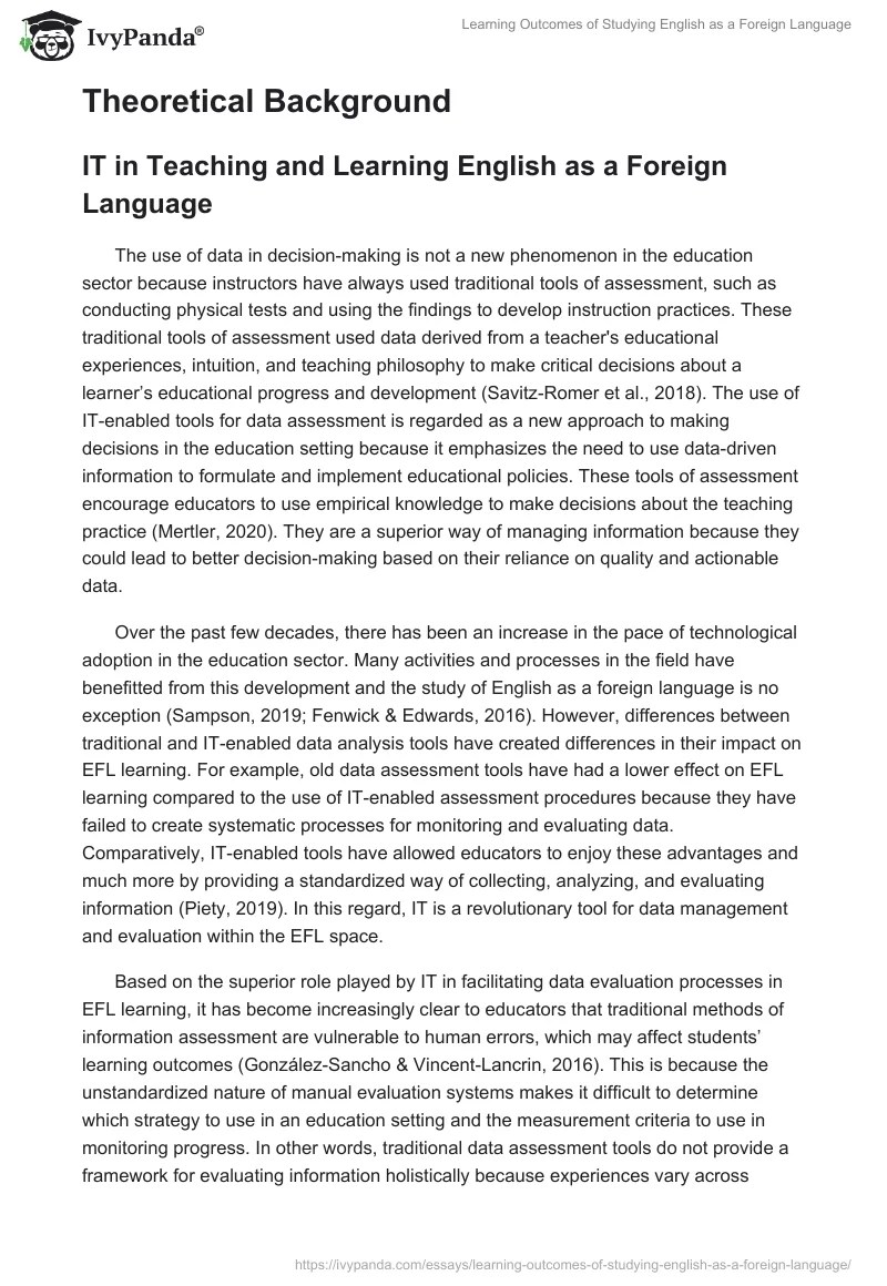 of Studying English as a Foreign Language 4135 Words