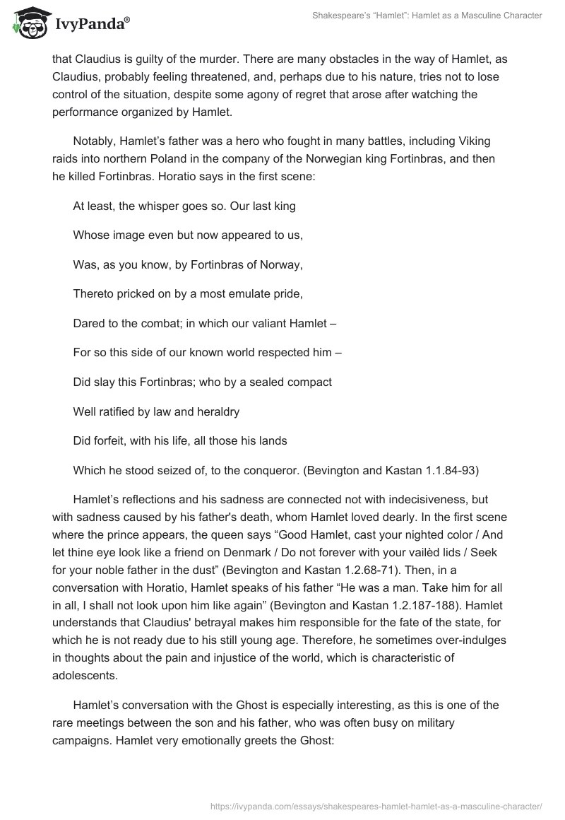 Shakespeare's "Hamlet" Hamlet as a Masculine Character 1430 Words