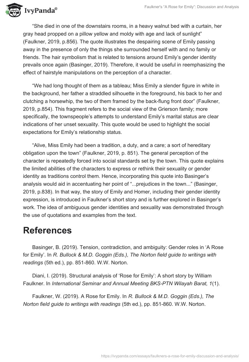 Faulkner's "A Rose for Emily" Discussion and Analysis 656 Words