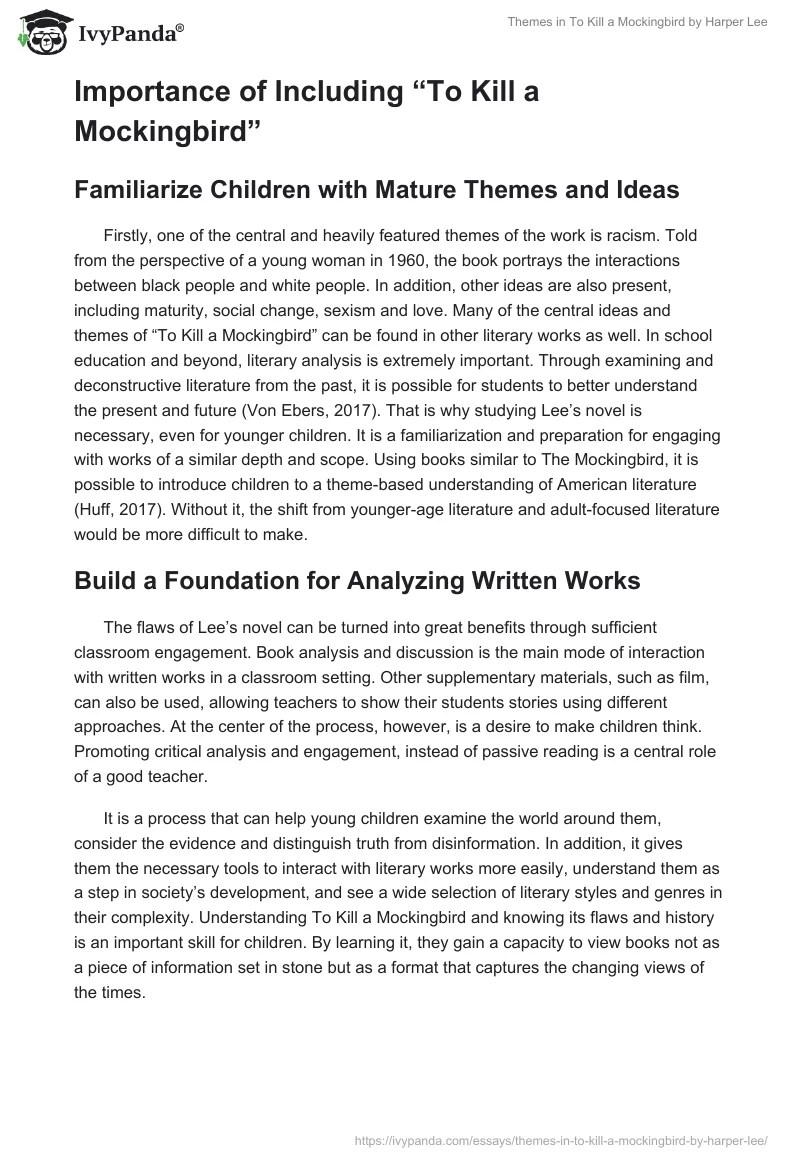 Themes in To Kill a Mockingbird by Harper Lee 923 Words Assessment