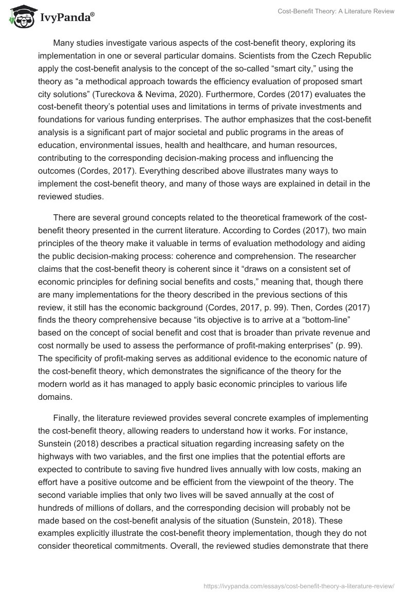 CostBenefit Theory Literature Review Example