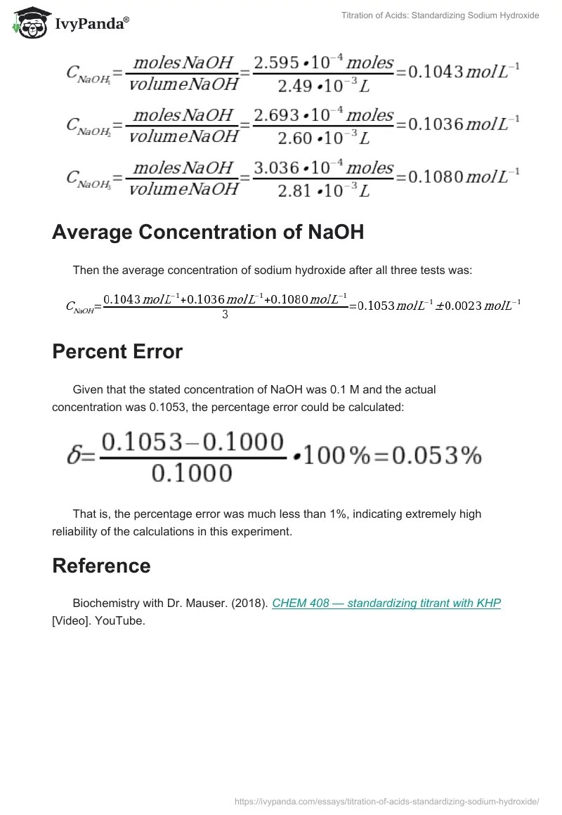 Titration of Acids Standardizing Sodium Hydroxide 500 Words Essay