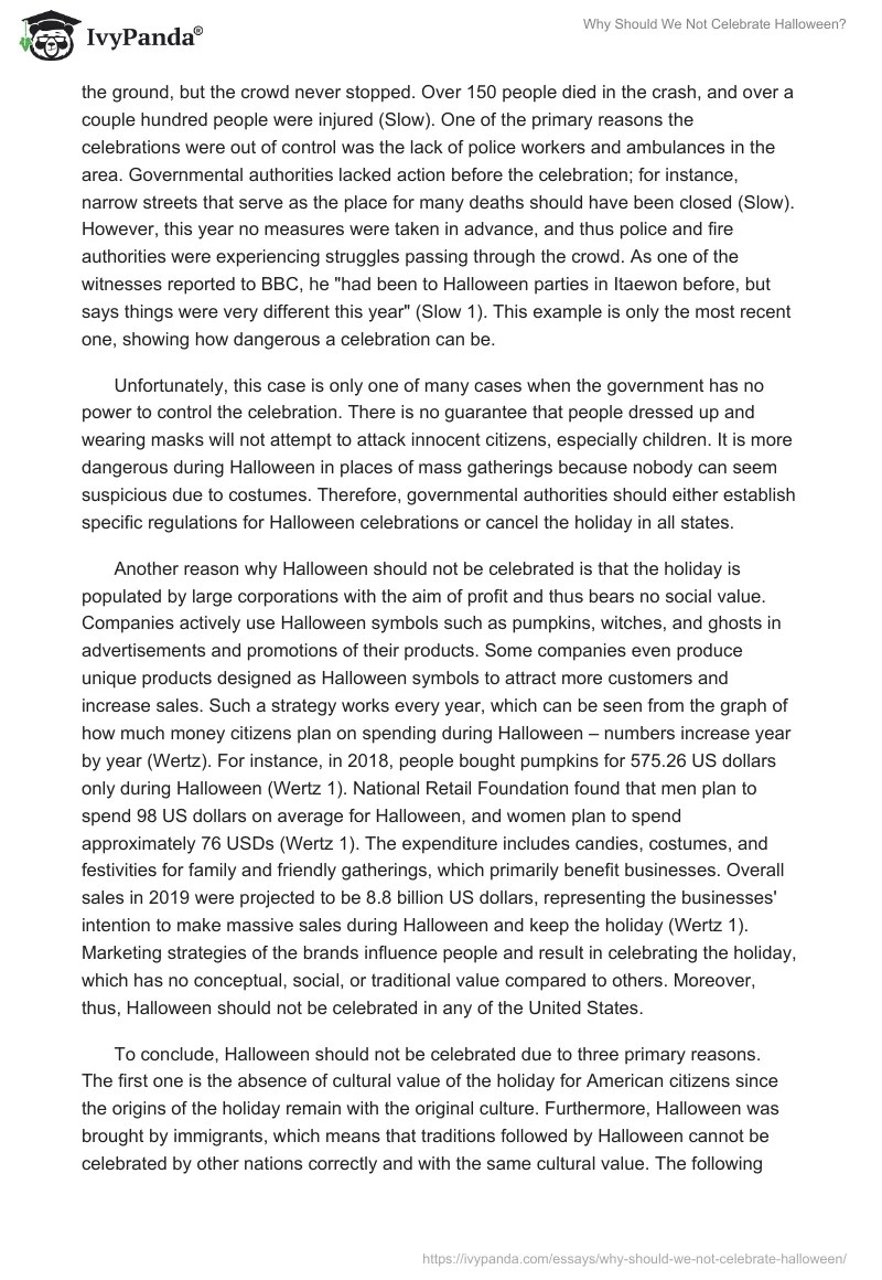 Why Should We Not Celebrate Halloween? 930 Words Essay Example