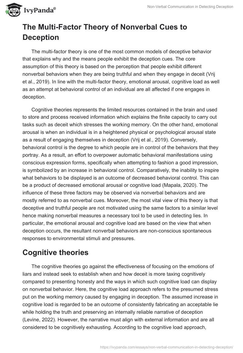 NonVerbal Communication in Detecting Deception 8057 Words Research