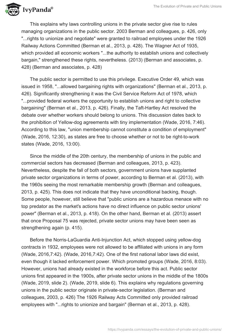 The Evolution of Private and Public Unions 1319 Words Essay Example