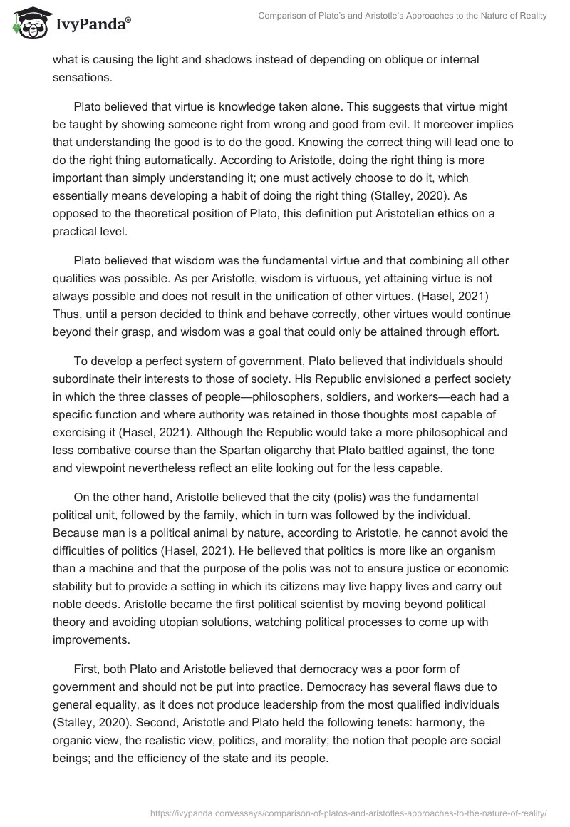 Comparison of Plato's and Aristotle's Approaches to the Nature of