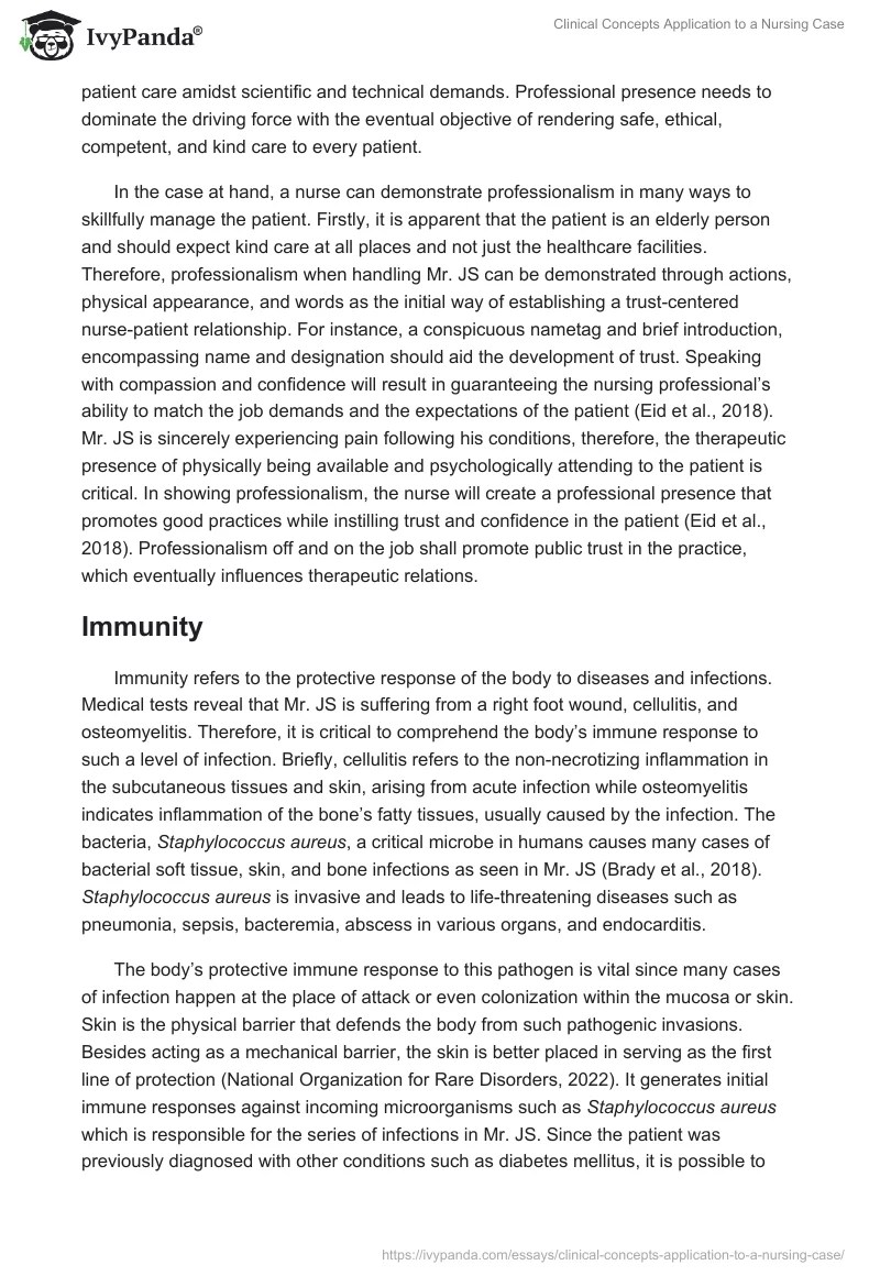 Clinical Concepts Application to a Nursing Case 1153 Words Essay