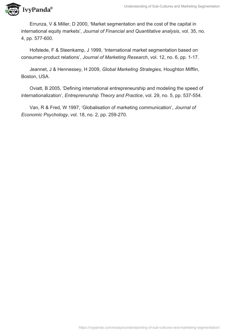 Understanding of SubCultures and Marketing Segmentation 934 Words