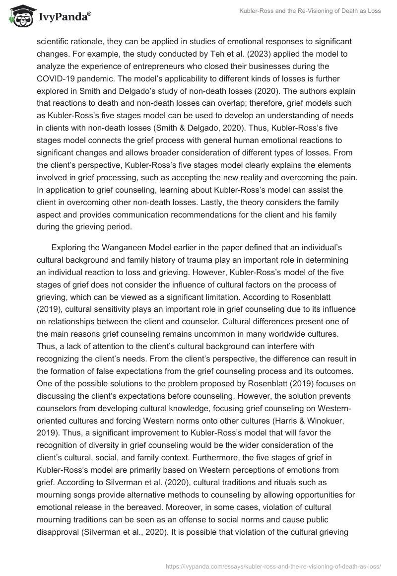 KublerRoss and the ReVisioning of Death as Loss 1532 Words Essay