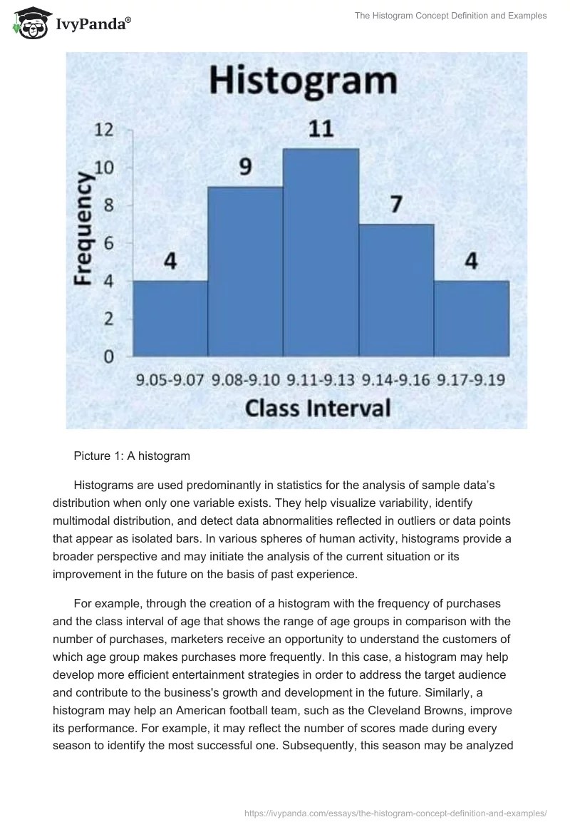 The Histogram Concept Definition and Examples 596 Words Essay Example