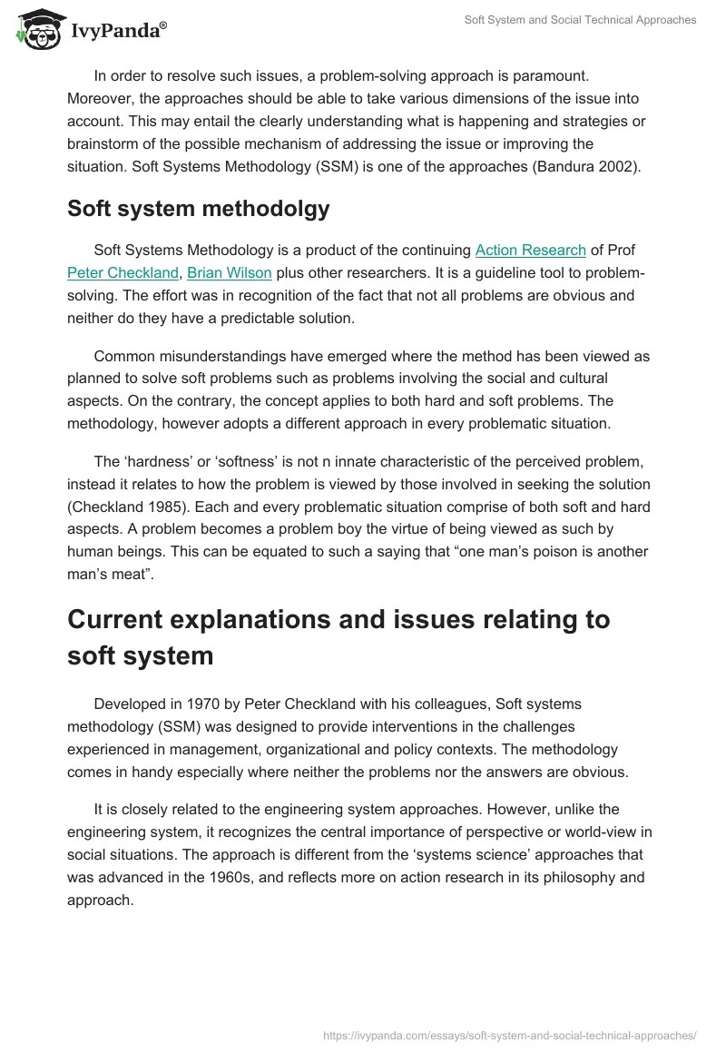 Soft system and social technical approaches 2989 Words Report Example