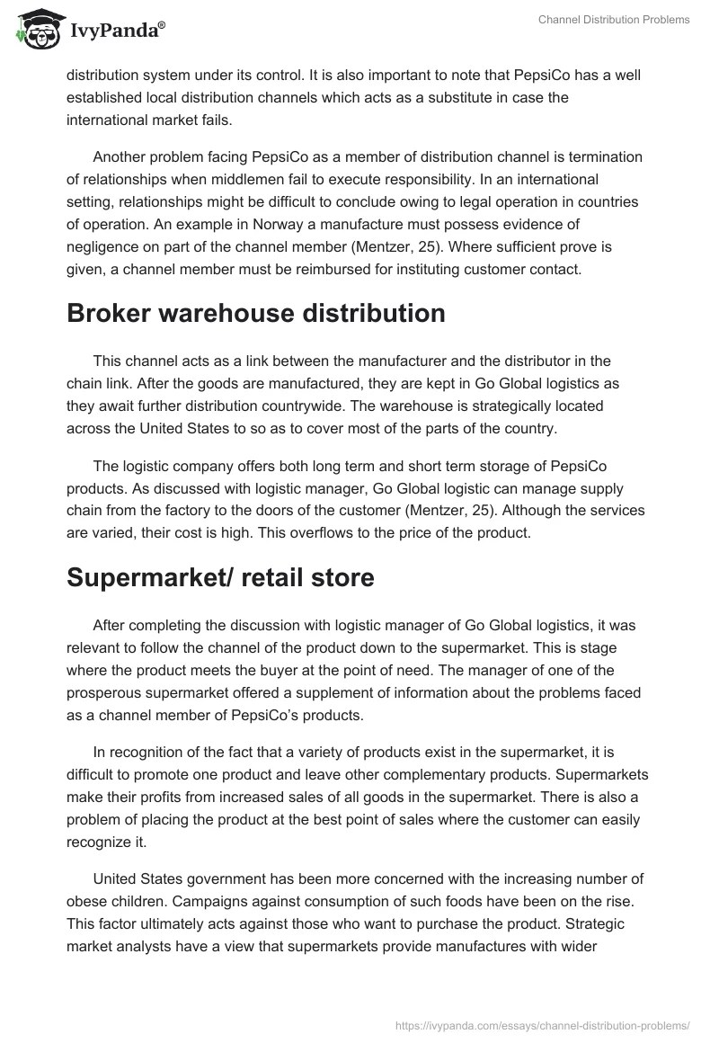 Channel Distribution Problems 1333 Words Essay Example