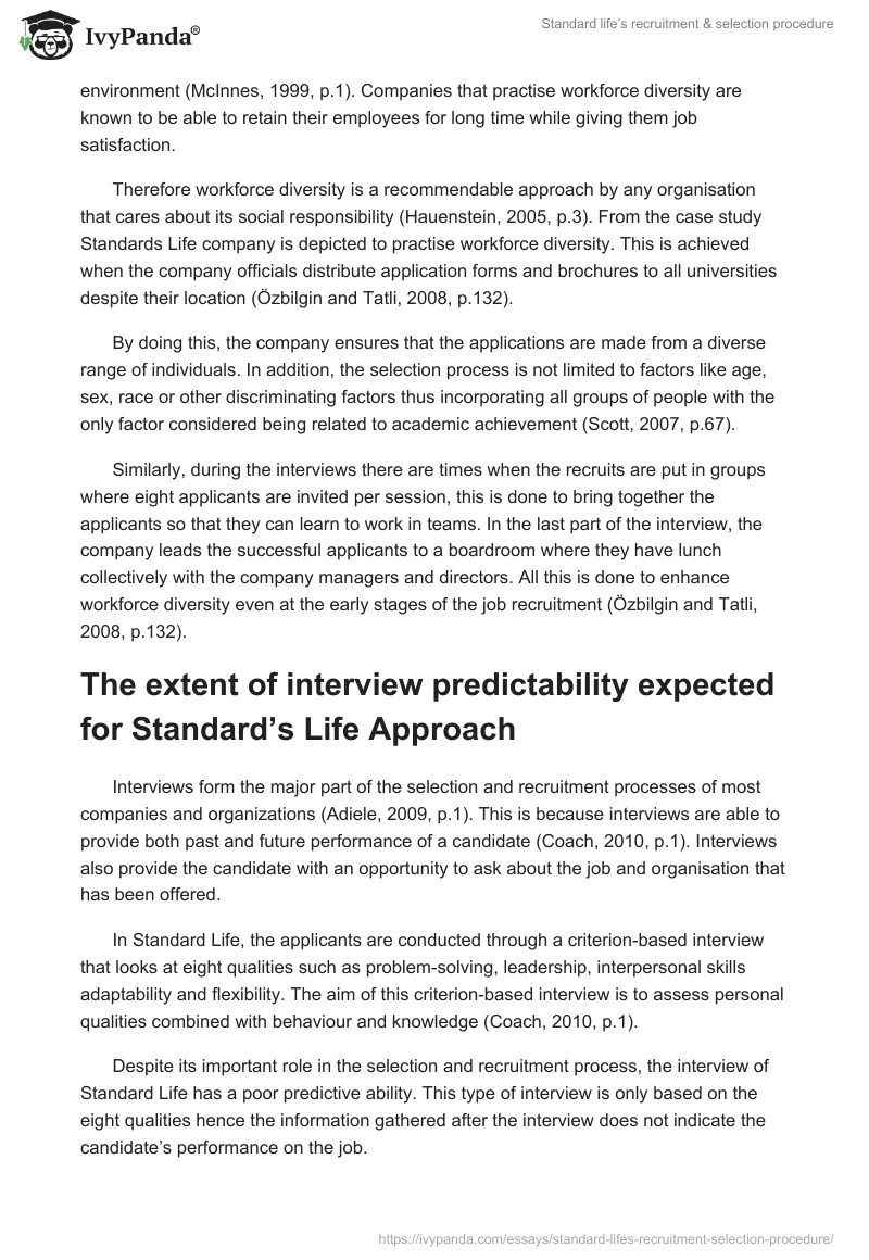 Standard life's recruitment & selection procedure 1921 Words Essay