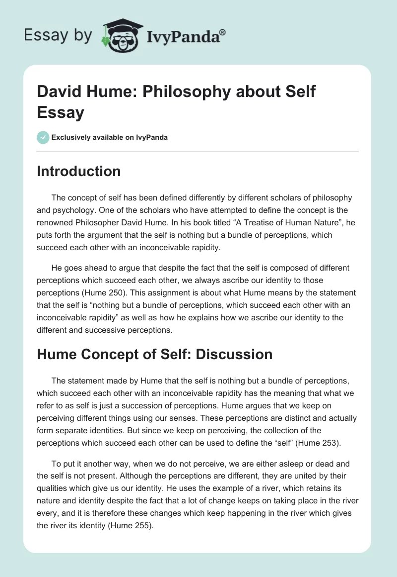 David Hume Concept of Self Essay