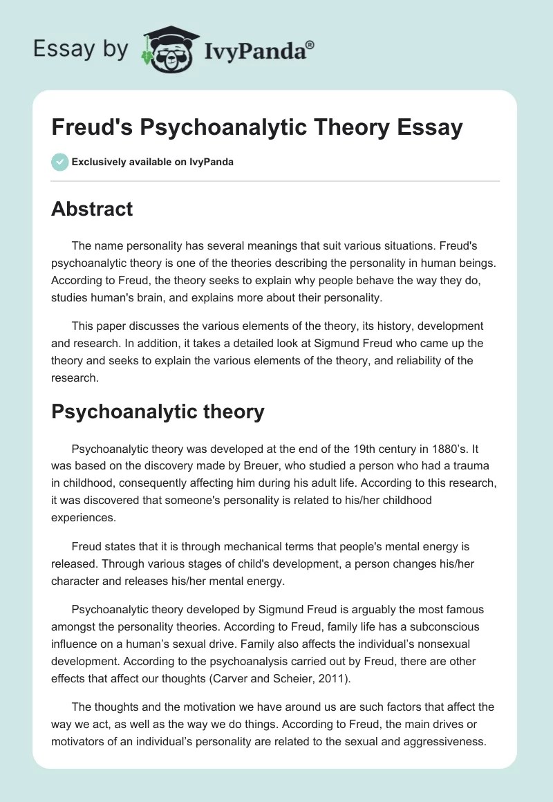 Psychoanalytic Theory Essay