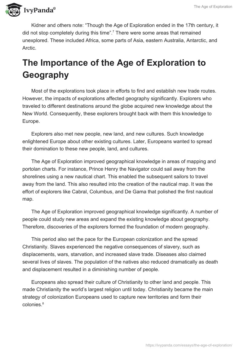 The Age of Exploration 1352 Words Essay Example