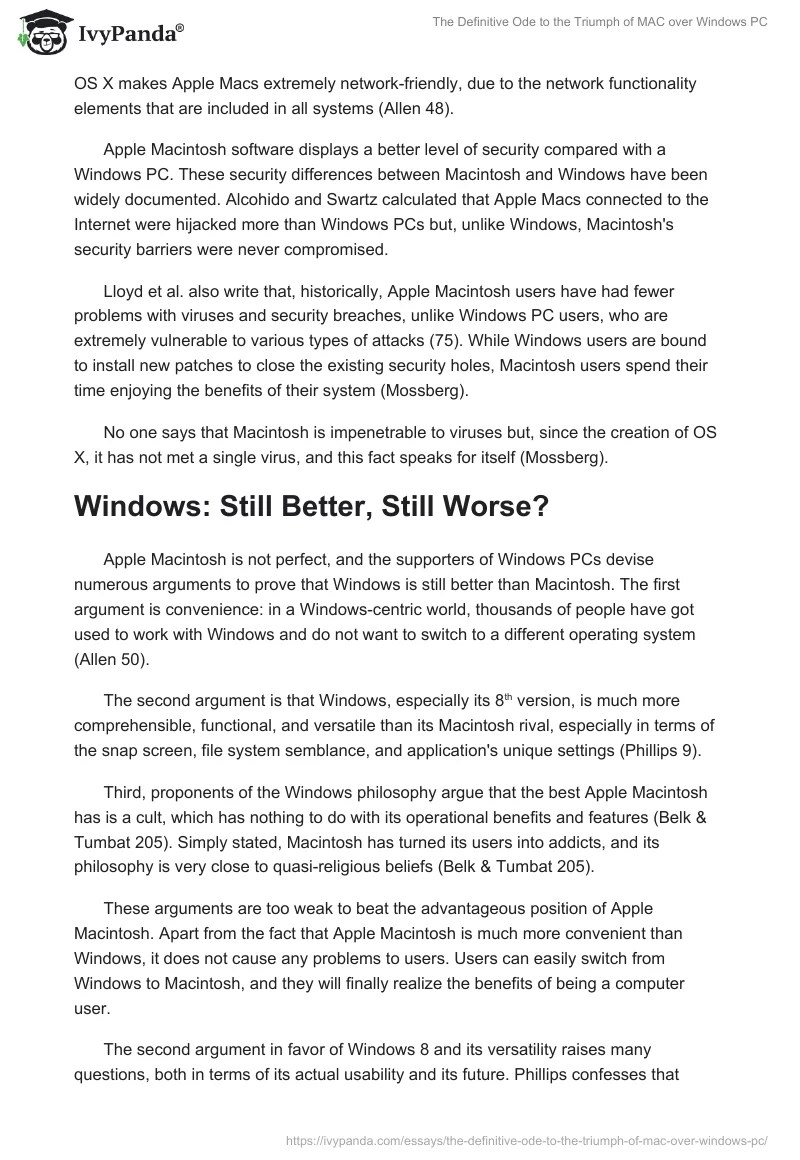 The Definitive Ode to the Triumph of MAC over Windows PC 2167 Words