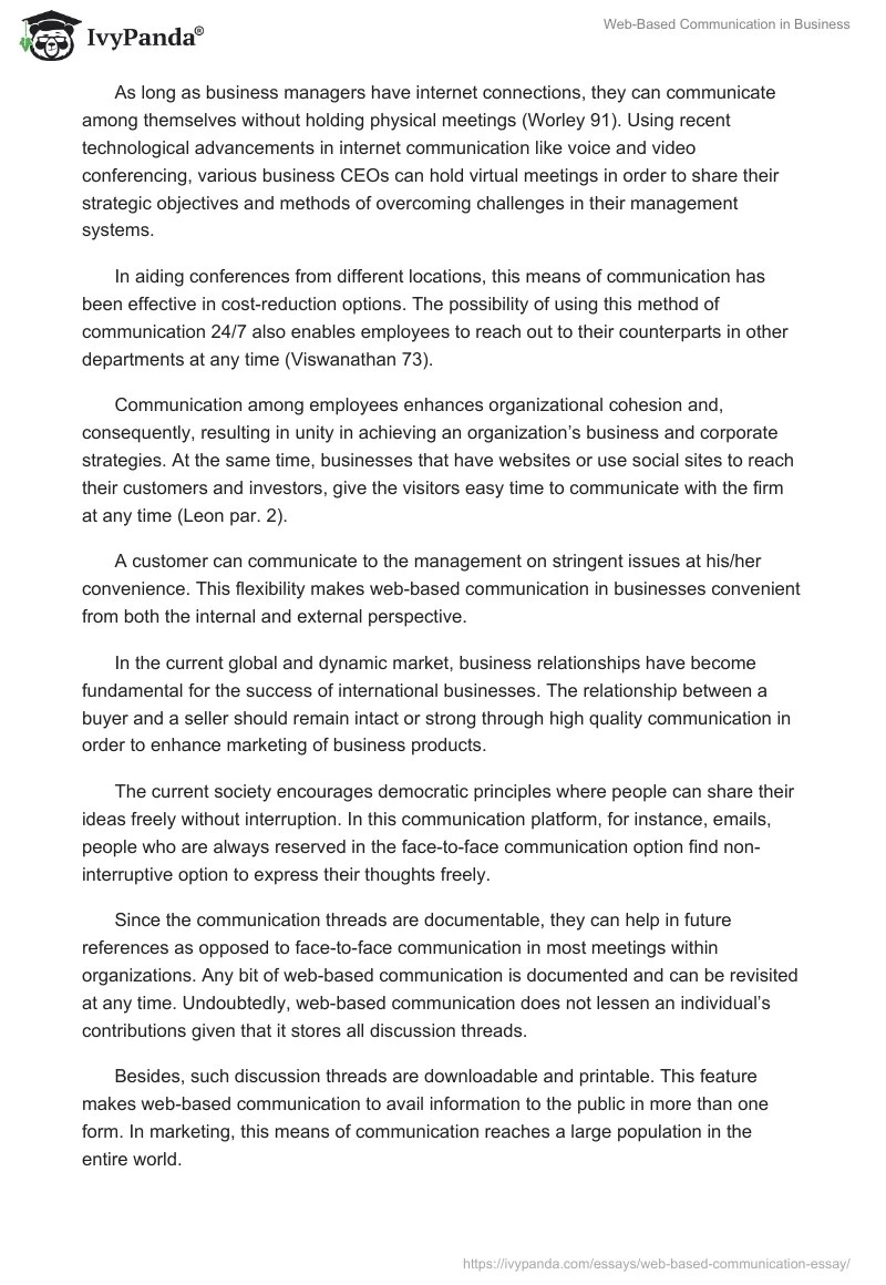 Based Communication in Business 1150 Words Essay Example