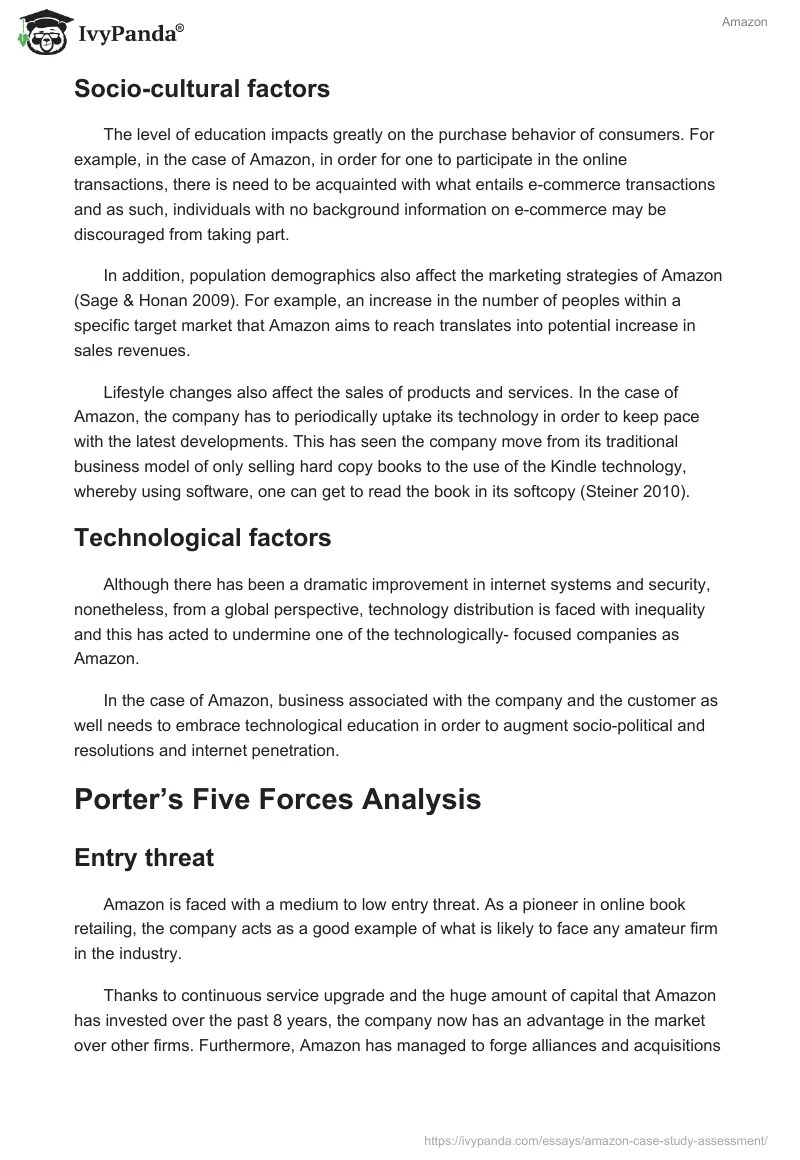 Amazon Case Study 2732 Words Assessment Example