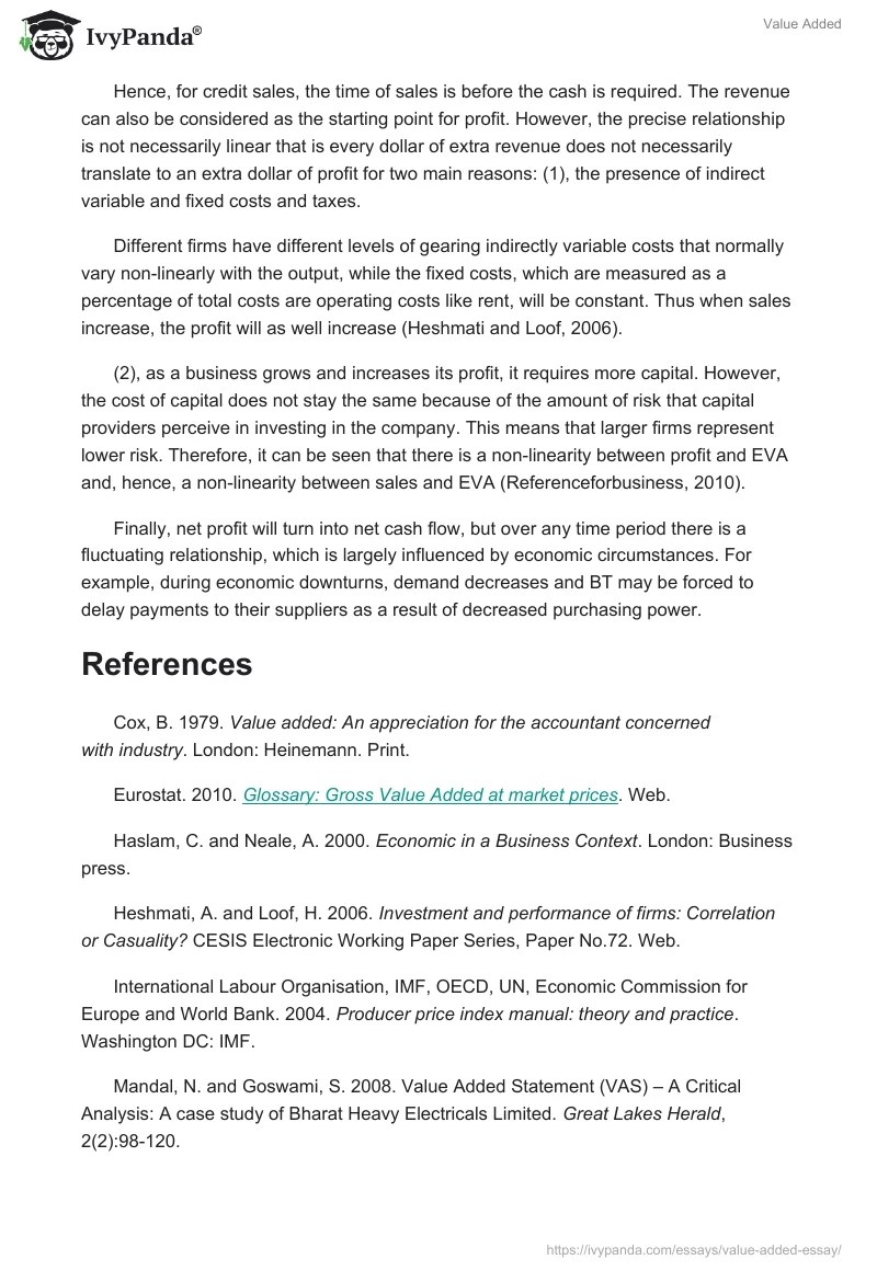 Value Added 1531 Words Essay Example