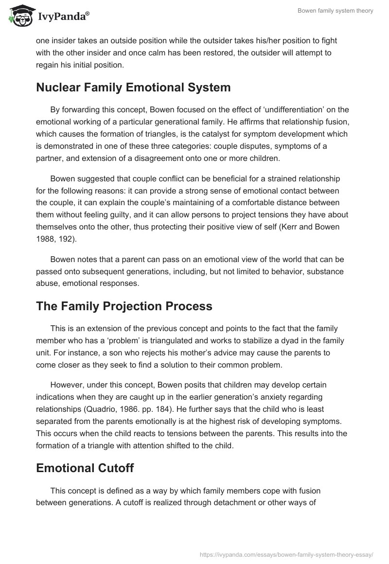 Bowen family system theory 2553 Words Essay Example