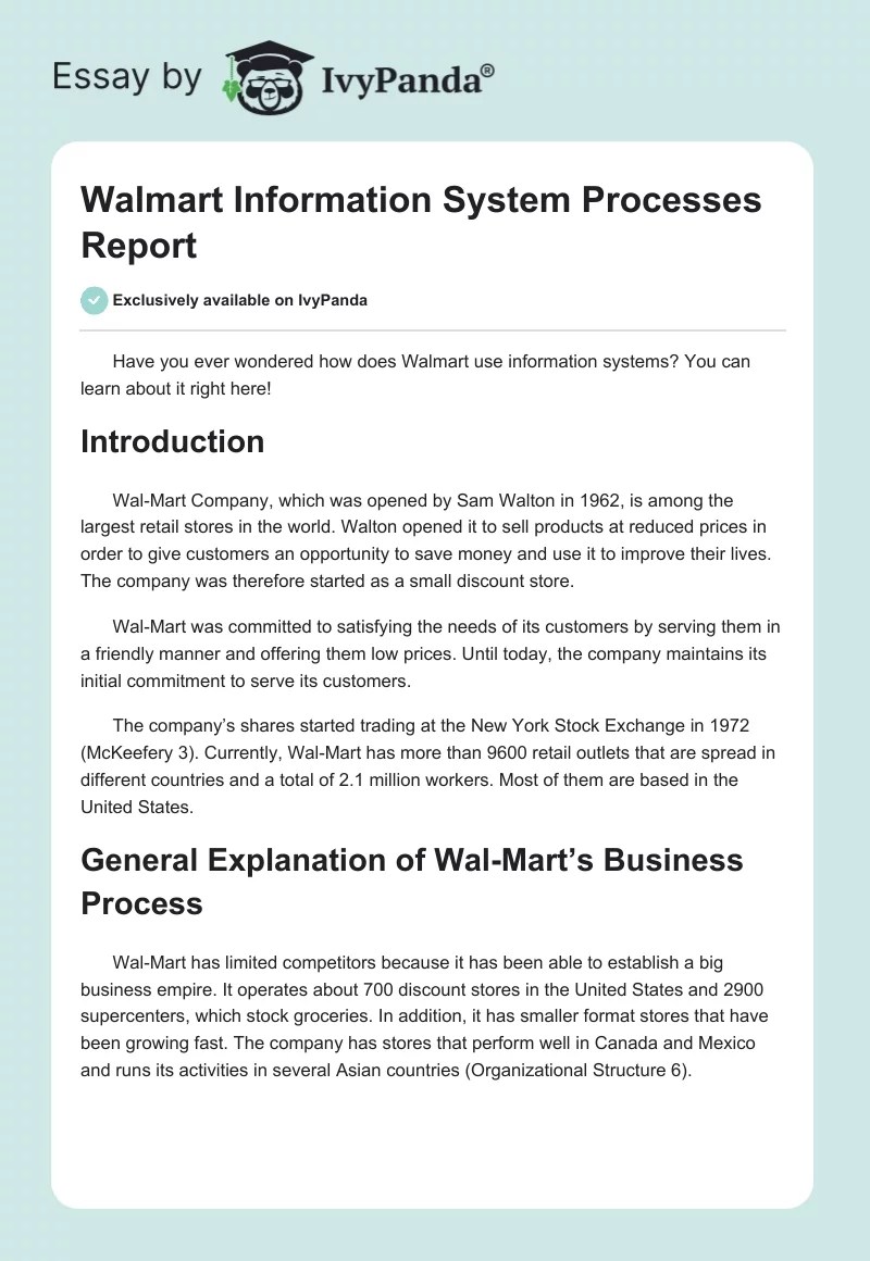 Walmart Information System Processes