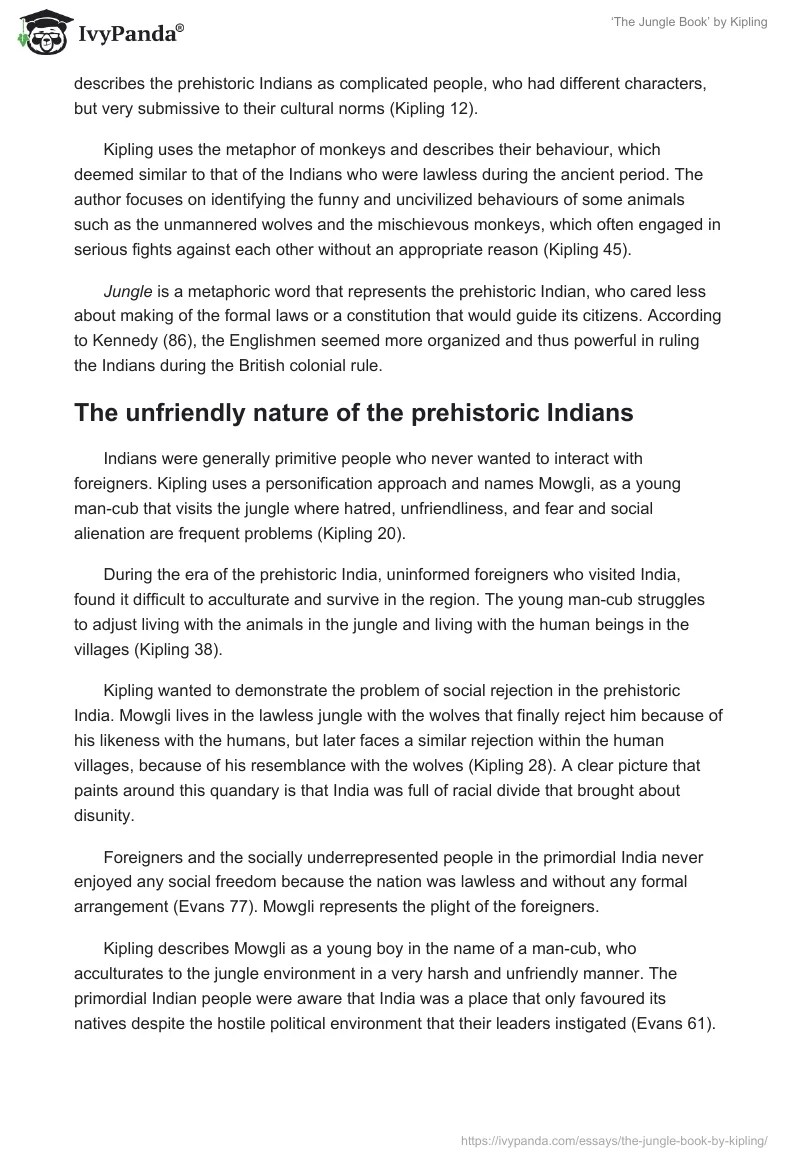 'The Jungle Book' by Kipling 4491 Words Term Paper Example