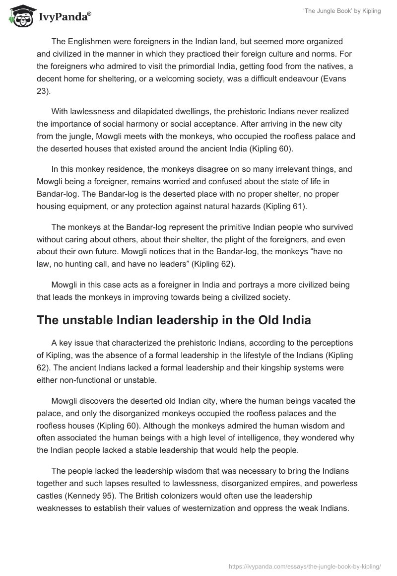 'The Jungle Book' by Kipling 4491 Words Term Paper Example