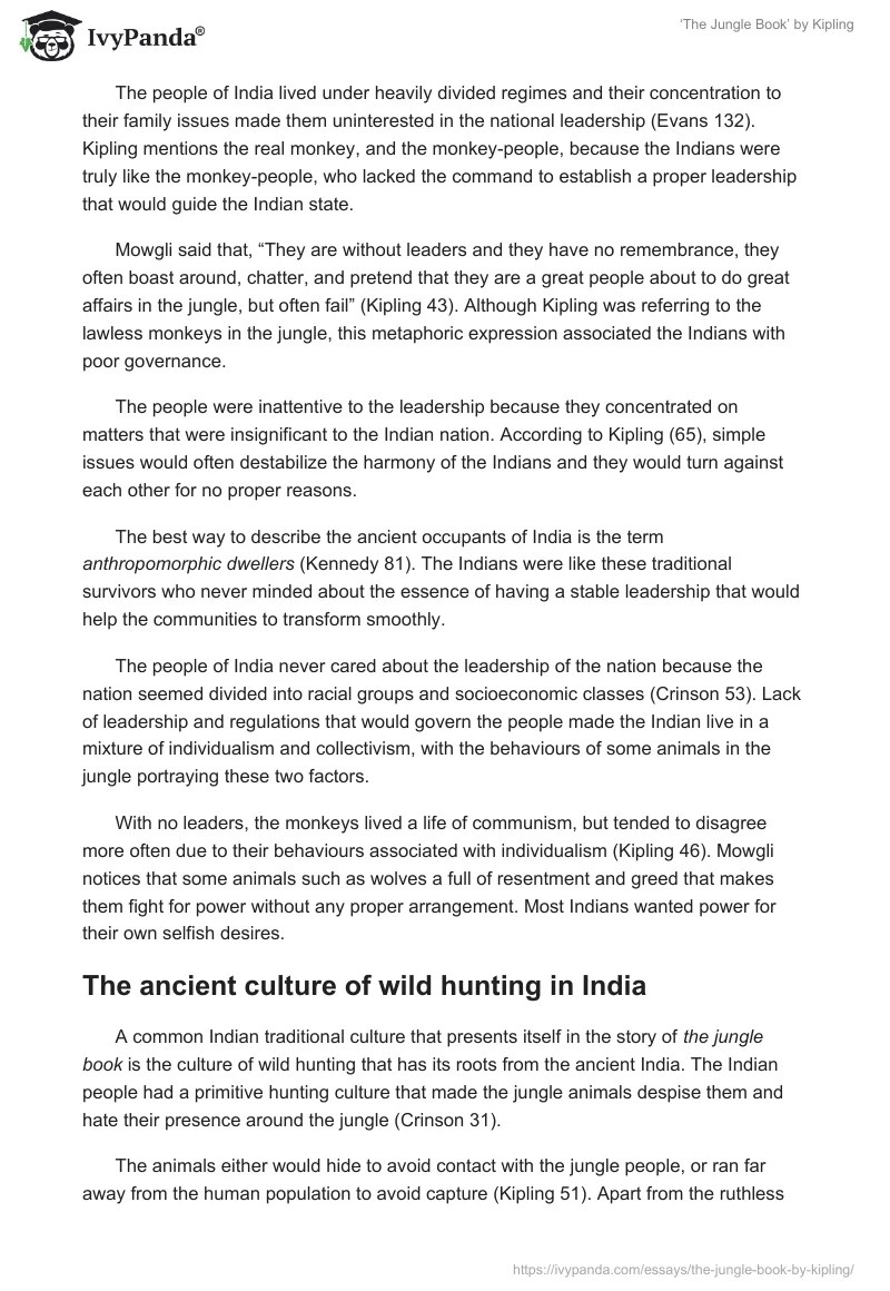 'The Jungle Book' by Kipling 4491 Words Term Paper Example