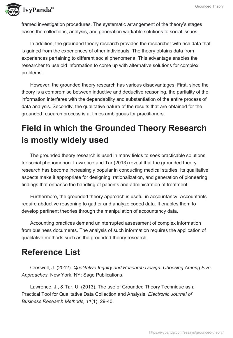 Grounded Theory 848 Words Critical Writing Example