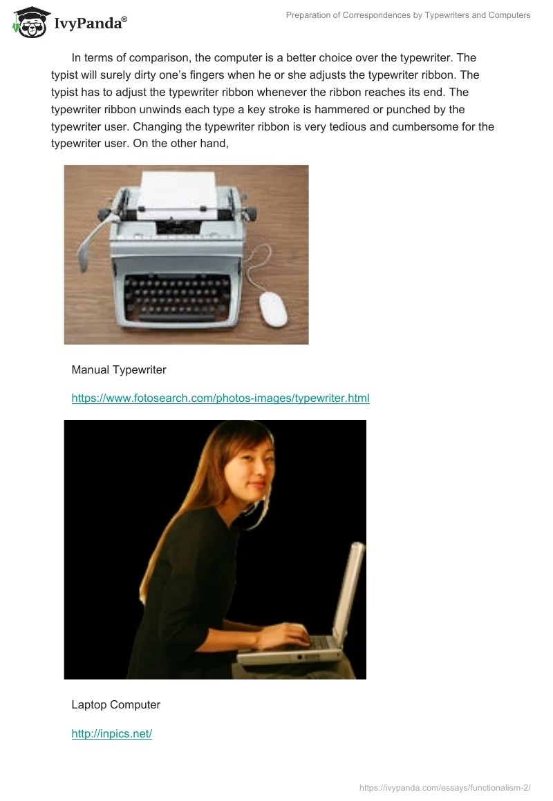 Preparation of Correspondences by Typewriters and Computers 891 Words