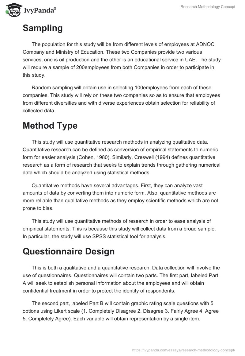 Research Methodology Concept 1105 Words Research Paper Example