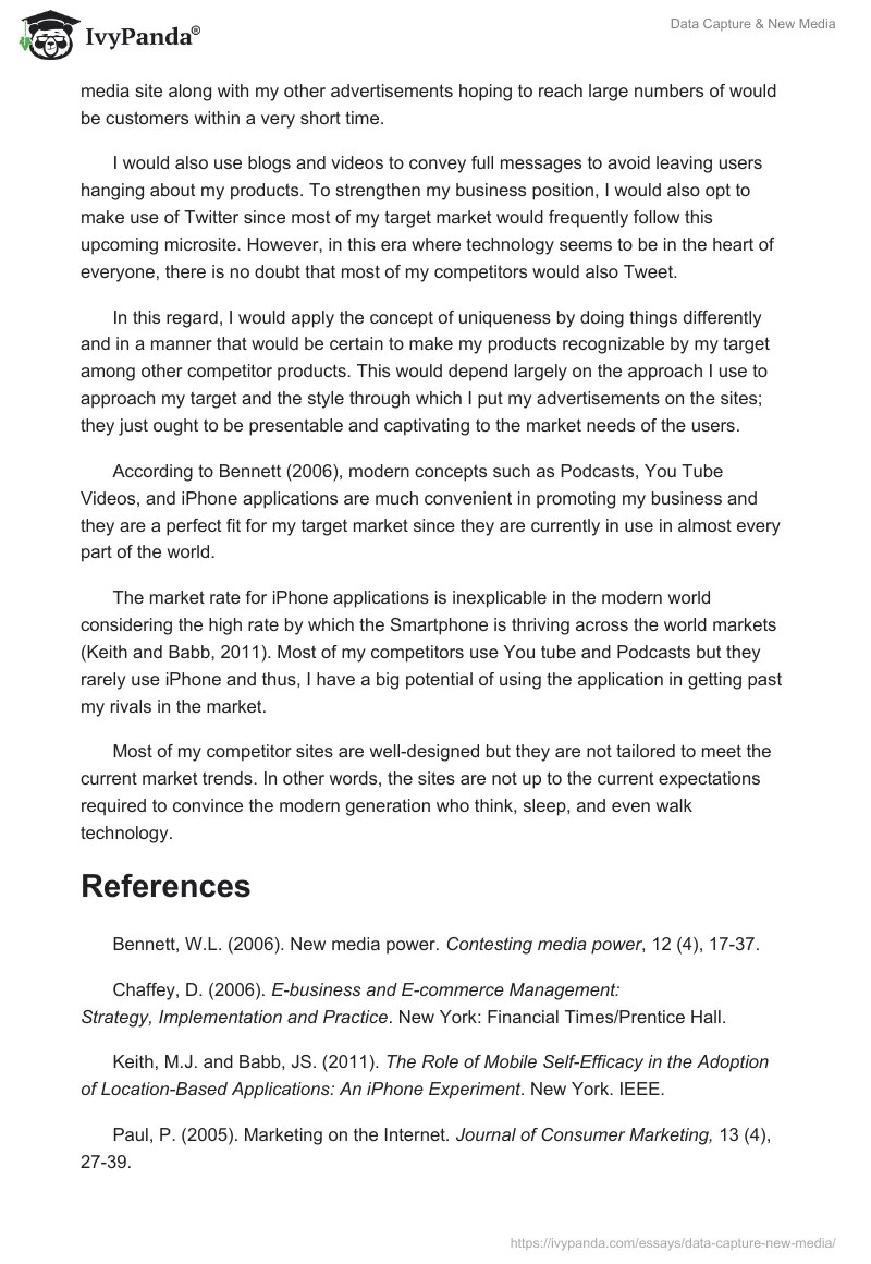 Data Capture & New Media 680 Words Essay Example