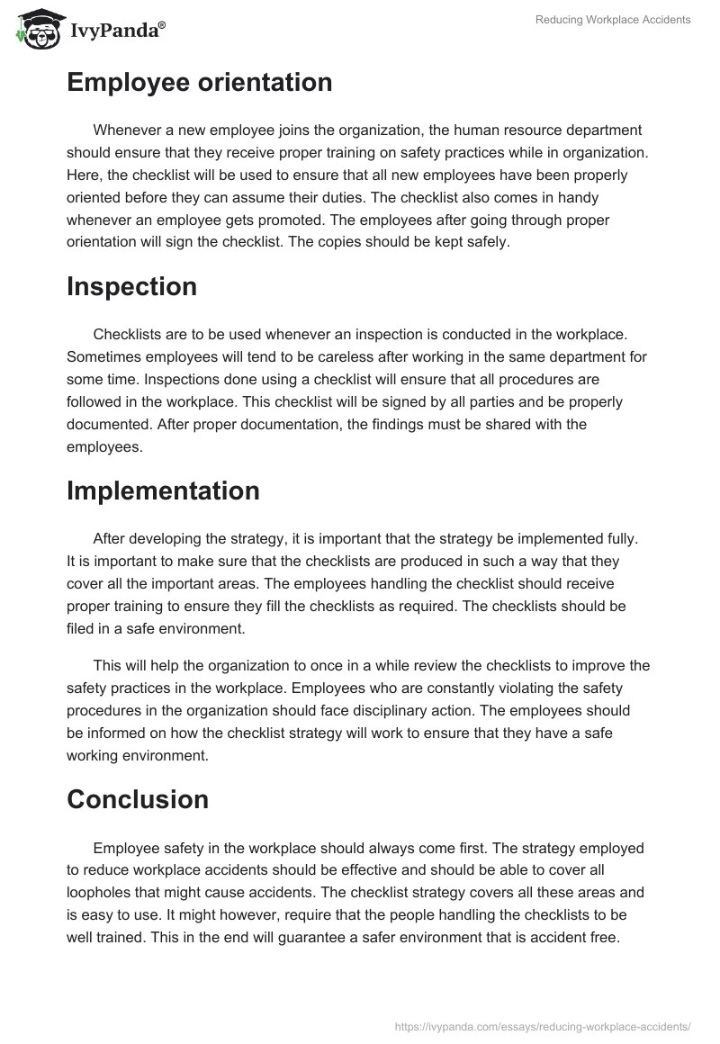 Reducing Workplace Accidents 578 Words Case Study Example