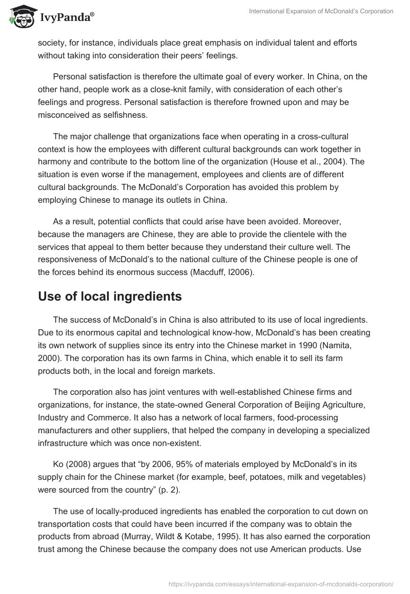 International Expansion of McDonald's Corporation 2797 Words Case(023)