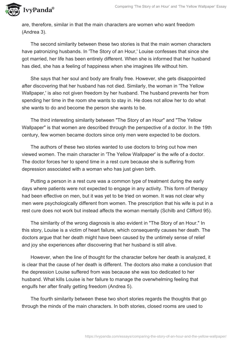 The Yellow Wallpaper and The Story of an Hour Characters Comparison Essay